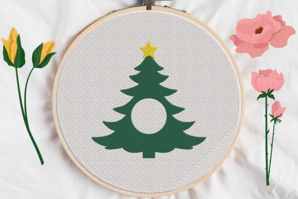 Christmas Tree with Star, Monogram Frame