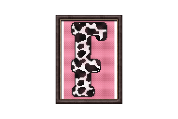 Cow Print F Monogram Cross Stitch