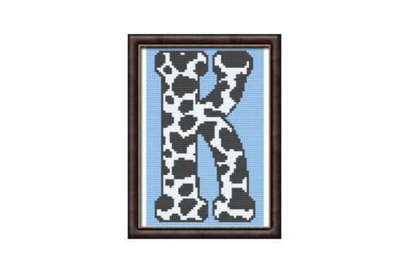 Cow Print K Monogram Cross Stitch