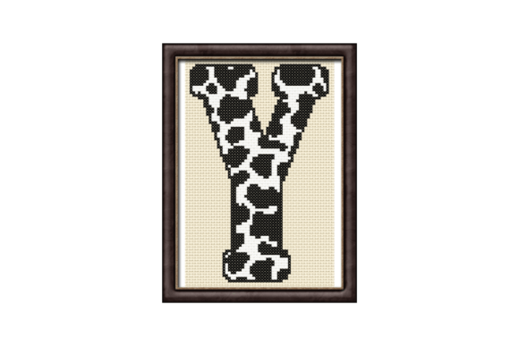 Cow Print Y Monogram Cross Stitch