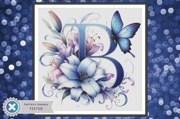Floral Monogram B Cross Stitch Pattern