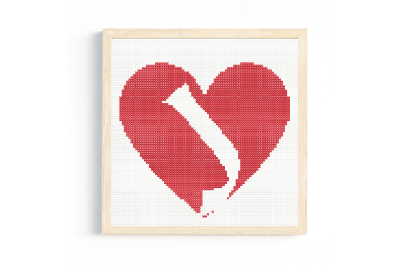 J Monogram in Heart Cross Stitch Pattern