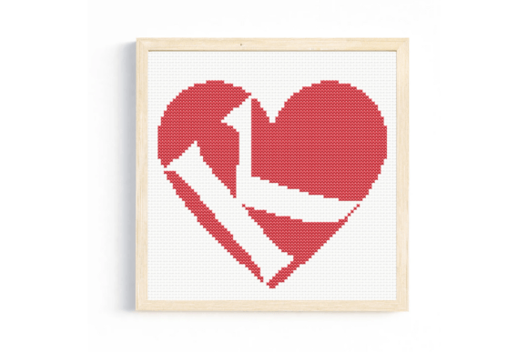 K Monogram in Heart Cross Stitch Pattern