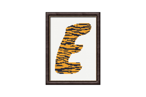 Tiger Print E Monogram Cross Stitch