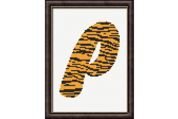 Tiger Print P Monogram Cross Stitch