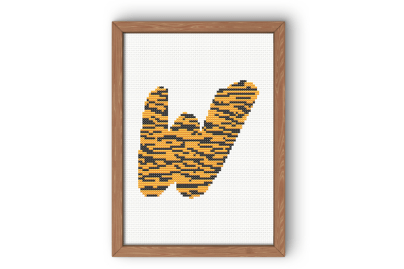 Tiger Print W Monogram Cross Stitch