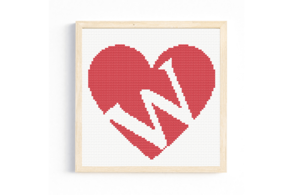 W Monogram in Heart Cross Stitch Pattern
